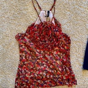 Ark & Co. High Neck Printed Floral Sleeveless Top